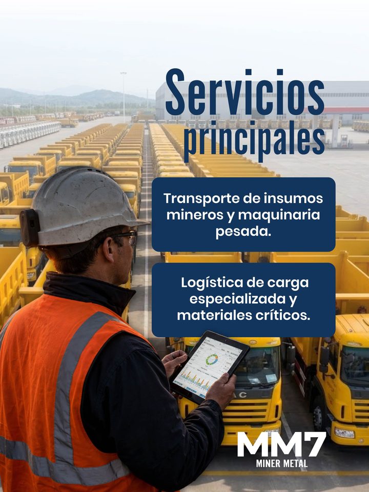 Supervisor de logistica revisando una flota de camiones mineros